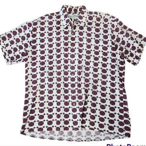 Natural issue by Feldini, vintage button down short sleeve top size large